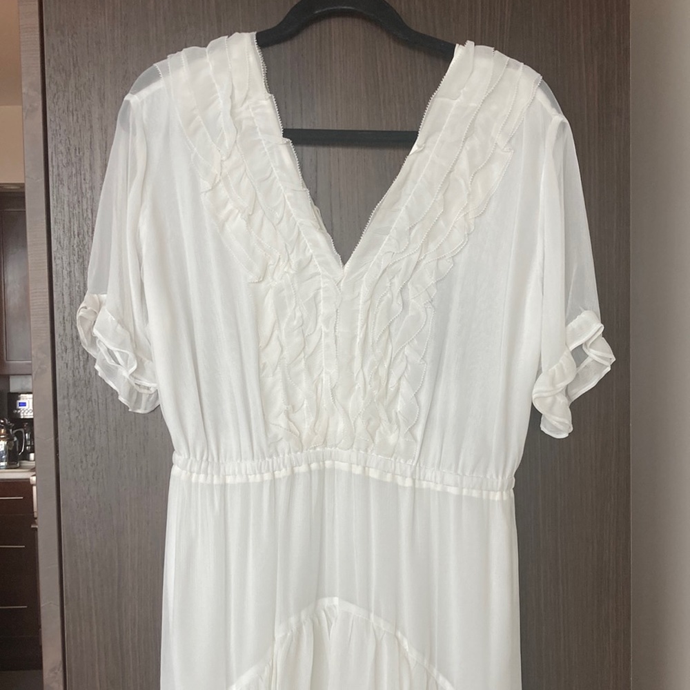 NWT The Kooples Crazy Muslin Flounces dress in white. Size 3